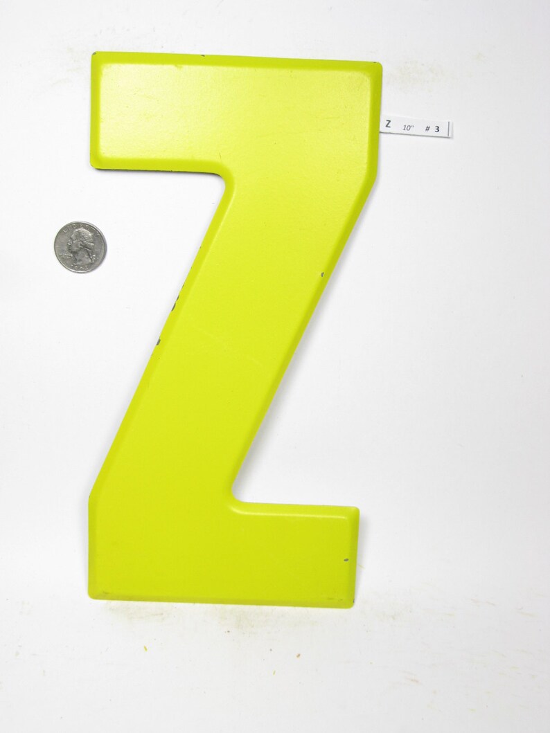 10 Vintage Metal Letter Z Marquee Signage Letter Sign Monogram Initial Yellow Letter image 1