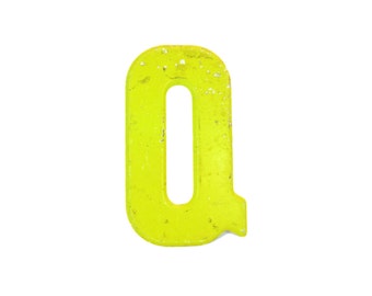 7 1/2" Vintage Metal Letter Q - Marquee Signage - Letter Sign - Monogram Initial - Yellow Letter