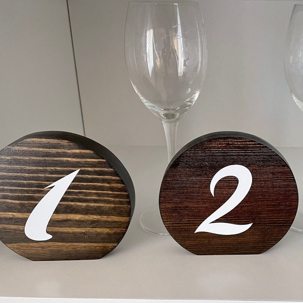 Wood Wedding Table Number | Restaurant Table Numbers | Solid Wooden Free Standing Reception Decor