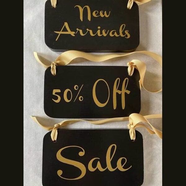 Custom Wood Retail Shop Signs and Display Signage - 10% off, Sale, New Arrivals Lot of 3 signs