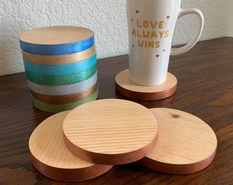 Wood Coasters | Metallic Coaster Set of 4 | Golden Pecan Stained Coasters | Housewarming Gifts | Custom Colors