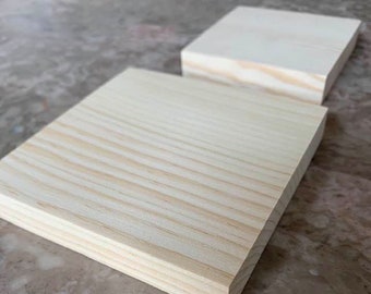 Unfinished Wood Squares 2 sizes: (3" or 4" x 5/8" thick) Solid pine, Sanded and ready for painting, DIY projects, crafts and art supplies