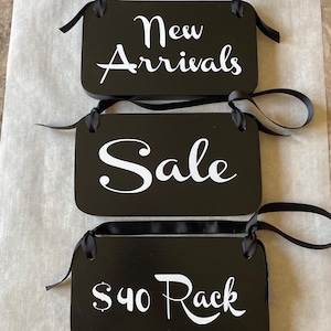 Personalized Wood Retail Shop Signs - Custom Color, Set of 3