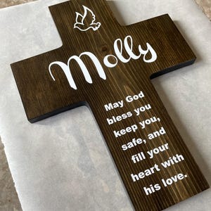 Custom Wood Wall Cross: Personalized Baptism Dedication Christening Gift
