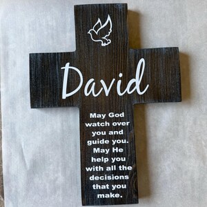 Personalized Wood Cross: Catholic Christening Gift, Nursery Decor