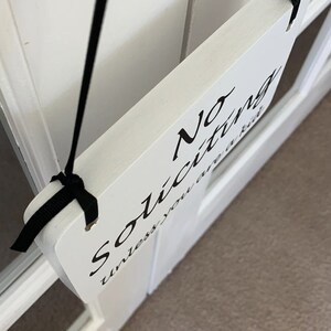 No Soliciting Red Wood Mini Sign - 2.5" X 3.5" - Perfect For Near Doorbell - Decorative Greetings Inc