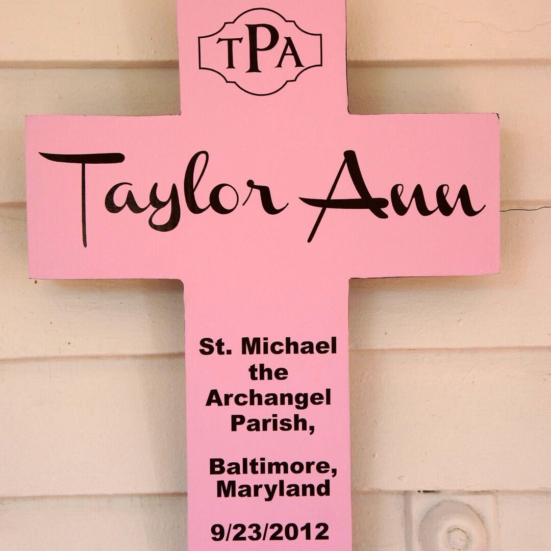 Monogram Cross First Holy Communion Gift Personalized Gifts Pink Cross ...