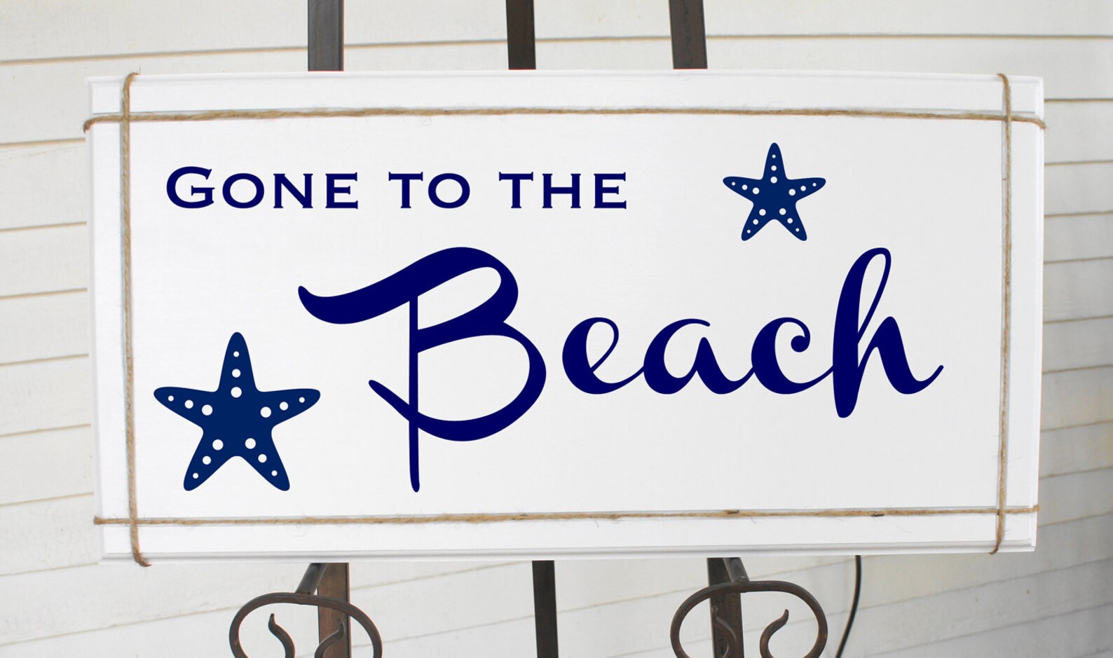 Gone to The Beach Sign with Starfish Whimsical White Painted | Etsy