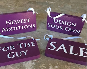 Personalized Business Signage | Boutique signs with ribbons | Lot of 4 Signs | Sale Sign | Newest Addition sign | Design Your Retail Signs