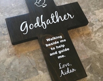 Godfather Wall Cross, Personalized godfather cross, gift for Godfather, Godfather gift for baptism, christening gift