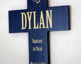 Baptismal Personalized Wood Cross Baptism gift for boy or girl, present for teenager