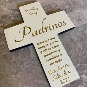 Personalized Padrinos Wooden Cross: Godparent Proposal Gift