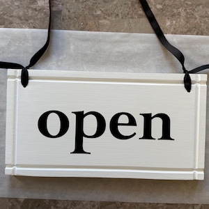 Open Closed Wood Sign: Boutique Store Hanging Sign (17&quot;x9&quot;)