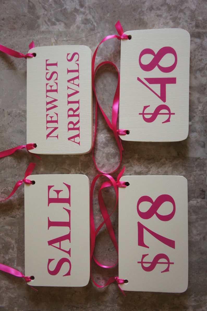 Retail Signs With Ribbons Lot Of 4 Signs Sale New Arrivals Etsy