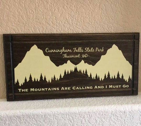 Personalized Mountain Wood Sign The Mountains Are Calling and Etsy