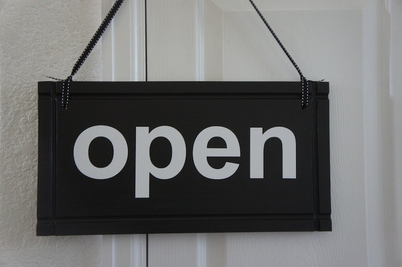 Business Sign Open Closed Sign Large 2 Sided Wood Hanging - Etsy