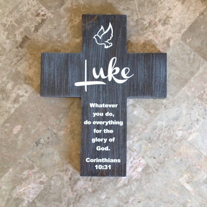 PERSONALIZED WOOD CROSS | Baptism gift for boy | Baptism Cross for girl | Christening gift | Confirmation Cross | 12'x9' | Corinthians 