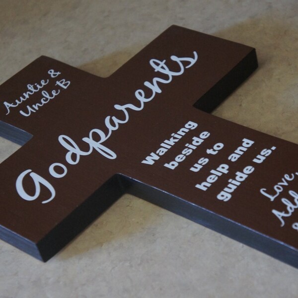 Godparents Personalized Wall Cross | Godparents Gift | Religious Gift | Easter Gift | Baptism Gift | First Communion  Gift