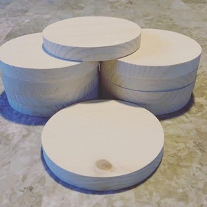 Unfinished Pine Wood Circles (4.5 x 0.625 in, 12 Pack) DIY Craft Supplies