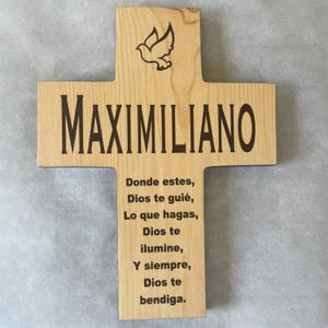 Personalized Spanish Godchild Wooden Cross: Baptism Gift