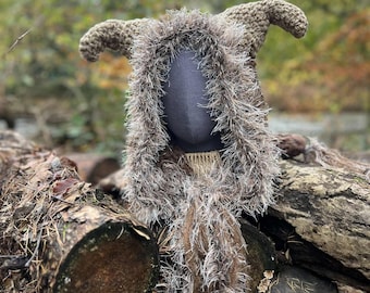 Crochet krampus hood hat \ viking/ magic mushrooms /bucket hat / horn festival hat /beanie \ wool \ handmade \