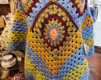 Crochet 70s poncho, Handmade in Wales,