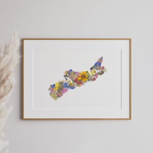 Nova Scotia Art Print created with Pressed flowers, 8x10 digital reproduction print