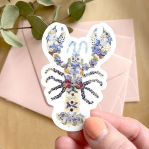 Lobster Blue, Pressed Flower Sticker, 3 inch