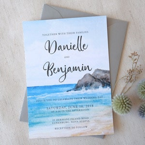 Blomidon Nova Scotia watercolour painted Wedding Invitation 25