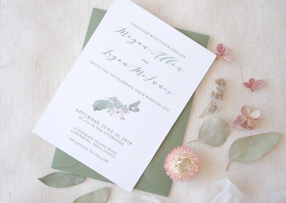 Blomidon Nova Scotia watercolour painted Wedding Invitation 25