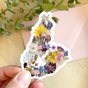 Cape Breton Map Design,  Pressed Flower Sticker, 3 inch