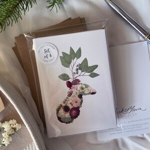 Tarjetas de notas navideñas, juego de 6, tarjetas navideñas botánicas con ciervos navideños florales, tarjetas navideñas, tarjetas de notas impresas Descontinuado imagen 3