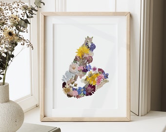 Cape Breton, NS Art made with Pressed Flowers, 8x10 digital reproduction print