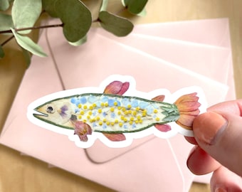 Fish, Pressed Flower Sticker, 3 inch