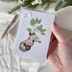 Tarjetas de notas navideñas, juego de 6, tarjetas navideñas botánicas con ciervos navideños florales, tarjetas navideñas, tarjetas de notas impresas Descontinuado imagen 4