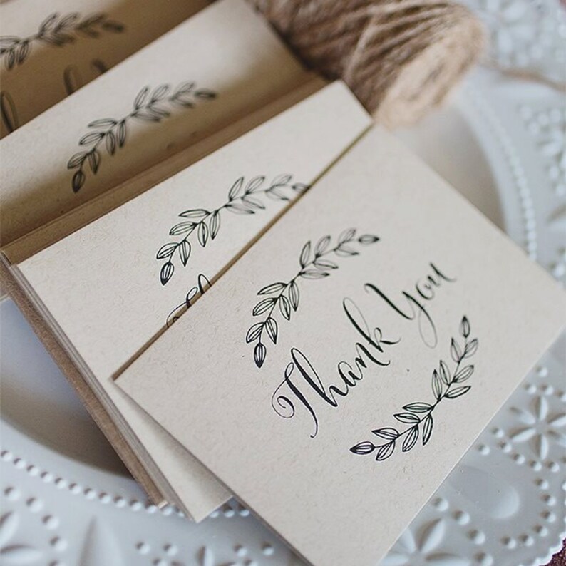 Set of 6 Kraft Paper Thank You Cards Etsy