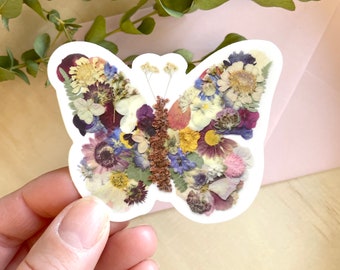 Butterfly,  Pressed Flower Sticker, 3 inch