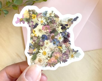 New Brunswick Map,  Pressed Flower Sticker, 3 inch