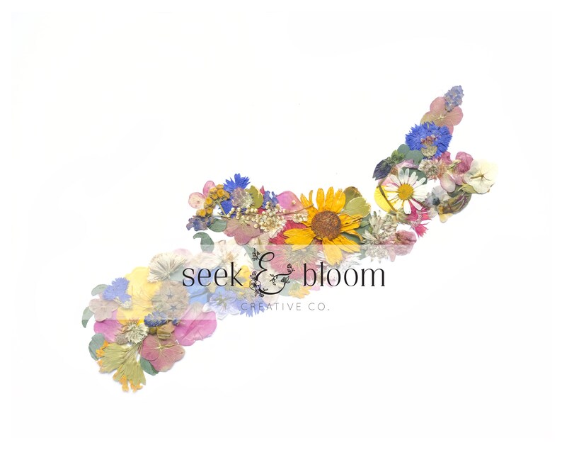 8x10 Art Print Pressed Flower Nova Scotia Map Digital Print Etsy Canada