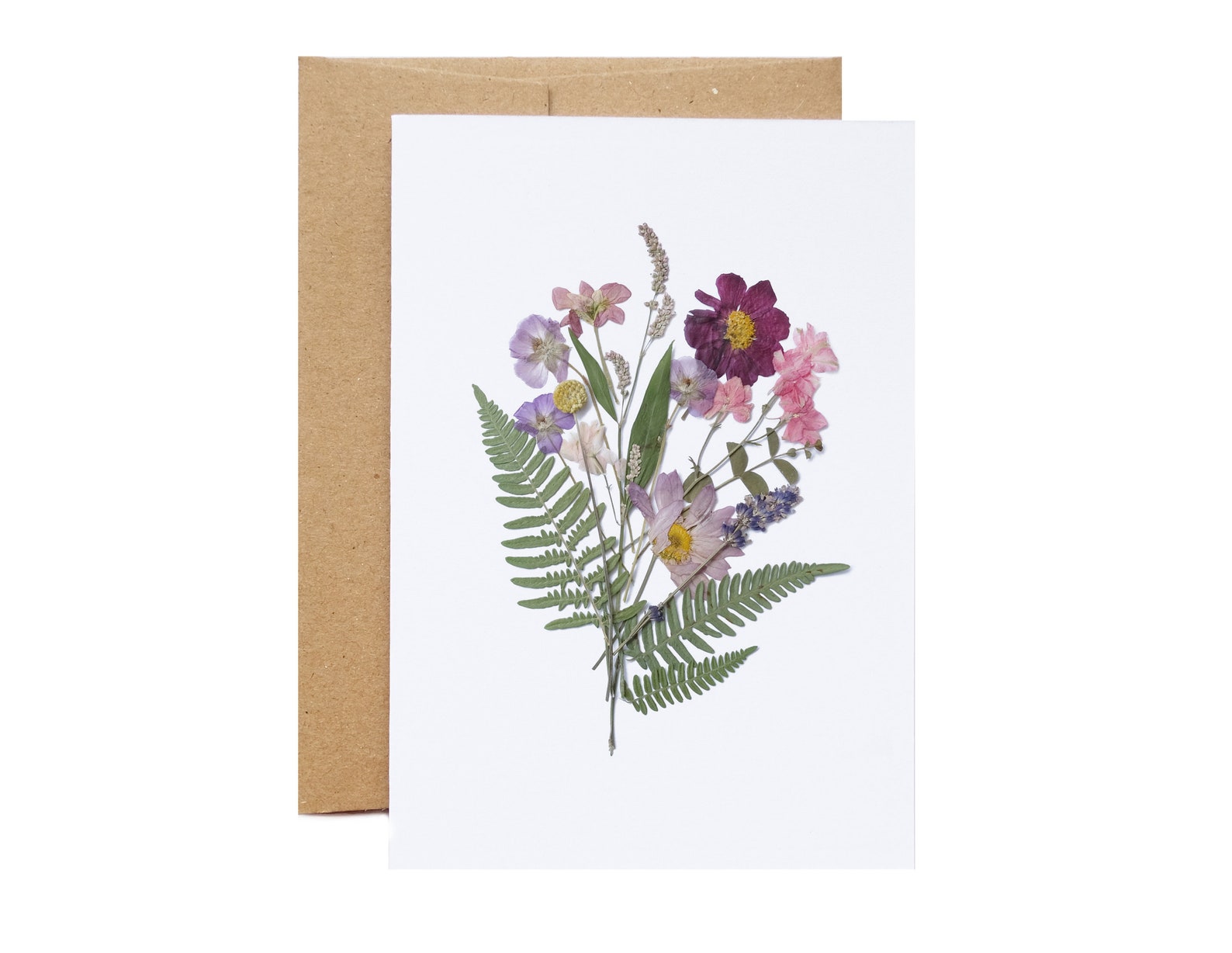 Set of 6 Natural Flower bouquet Pressed Flower Note Cards Etsy