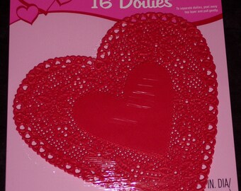 6 inch heart  doilies,red,16/pkg,Hallmark,Party Express,Valentine's,Mother's day,cardmaking,decoupage,scrapbooking,collage