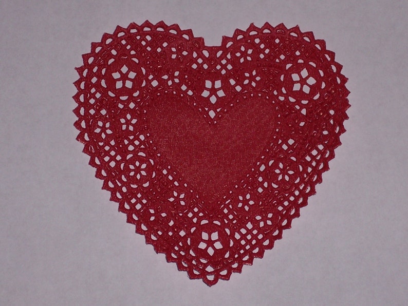 4 inch heart doilies,ivory,red,pink,white or assorted,25/pkg,Valentine's day,cardmaking,wedding,decoupage,scrapbooking,collage image 3