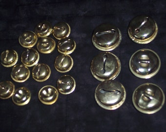 gold barrel jingle bells,20/pkg mixed size, 1 inch and 0.75 inch,costumes,dance,holiday,sewing,crafts,Christmas