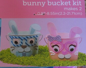 Easter craft kit,decorate 2 Easter bunny buckets,Kids' Easter activity, family fun