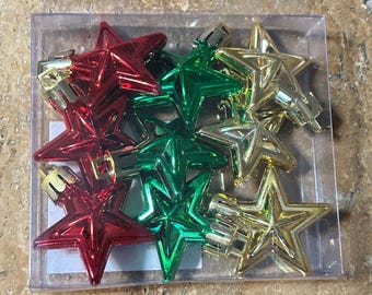 small star ornaments,set of 9,1.5 inch diameter,mini Christams ornament,crafts,wreath decoration