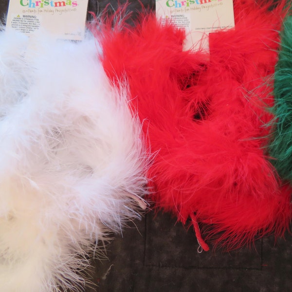 feather craft boa,2 yd lengths,Red,White,Christmas,Halloween,costumes,crafts,hats,marabou feather boa,home decor project trim