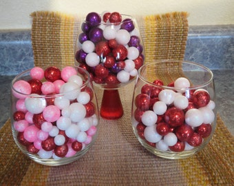 Bowl & Vase filler,red and white mix or red,pink white mix, glittered balls,10-20MM,foam,110 pcs,bowl, centerpieces,crafts,Valentine's day