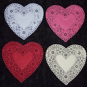 6 inch heart doilies,ivory,red,pink,white or assorted,20/pkg,Wedding, Valentine's day,cardmaking,decoupage,scrapbooking,collage image 1