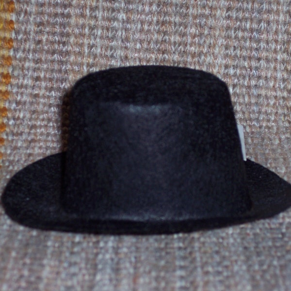 Felt top hat,3.75 inch oval,snowman hat,stiffened felt,plain,undecorated,black,wedding,doll,teddy,craft,winter,holiday,Christmas