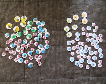 Googly eyes,wiggly monster or creature eyes,appx 60 pcs/pkg, ass't sizes and colors,crafts,cards, kid's craft,